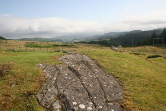 Digital photograph of panel in context without scale, from Scotland's Rock Art Project, Cairnbaan 1, Kilmartin, Argyll and Bute