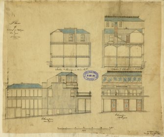 New building including photographic premises for Mr Robert Keith.
Section and elevation on the lines EF and CD, elevations to Sea Wynd and Nethergate.
