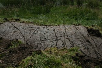 Digital photograph of perpendicular to carved surface(s), from Scotland's Rock Art Project, Dunamuck 4, Kilmartin, Argyll and Bute