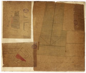 Seagate, bonded warehouses by Alexander Johnstone for James Watson & Co.  
Roof and block plans.
Constitution Road and Nichol Street, Ward Congregational Chapel by Ireland and Maclaren.
Block plan.