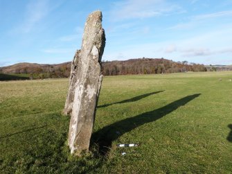Digital photograph of panel to north, from Scotland's Rock Art Project, Nether Largie South Standing Stone, Kilmartin, Argyll and Bute