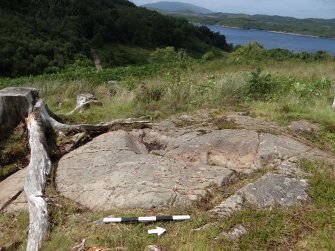 Digital photograph of panel to west, Scotland's Rock Art Project, Ormaig 3 and 4, Kilmartin, Argyll and Bute