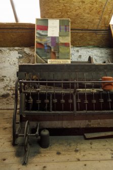 Islay, Bridgend/Redhouses Woollen Mill. Interior, first floor.  Detail of Slubbing Billy. 