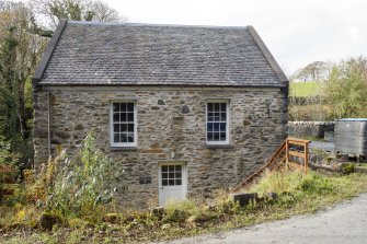 View of former carding mill from east. This has recently been rebuilt by the current occupants of the Bridgend/Redhouses woollen mill.