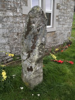 Digital photograph of panel in context without scale, from Scotland's Rock Art Project, Warrior Stone, Borders