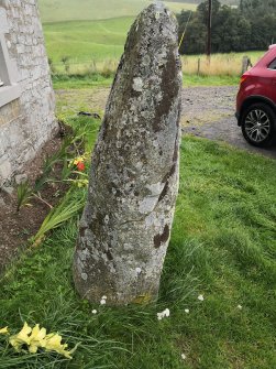 Digital photograph of panel in context without scale, from Scotland's Rock Art Project, Warrior Stone, Borders