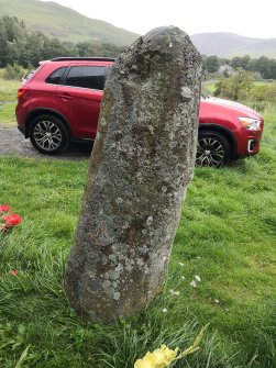 Digital photograph of panel in context without scale, from Scotland's Rock Art Project, Warrior Stone, Borders