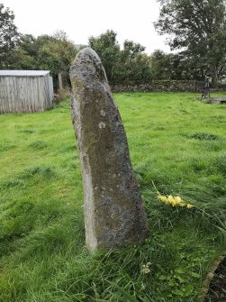 Digital photograph of panel in context without scale, from Scotland's Rock Art Project, Warrior Stone, Borders