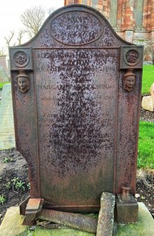 View of early 19th century cast iron grave marker of Alexander Hay (died 1796) and his spouse Margaret Nicholson who died in 1812.