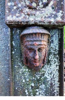 Detail of the cast iron grave marker of John Smith who died in 1827.