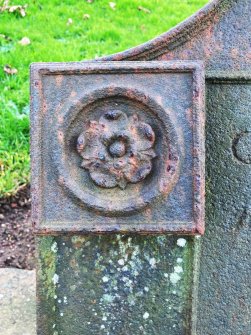 Detail of the cast iron grave marker of John Smith who died in 1827.