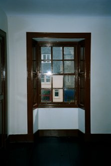 Historic building recording photograph, 2nd floor E wall, N window, 126-128 High Street, Dunbar