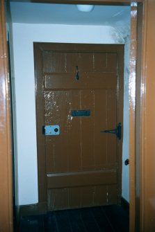 Historic building recording, 2nd floor hall door to stair, 126-128 High Street, Dunbar
