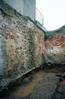 Historic building recording, General view, Walls to the rear of 126-128 High Street, Dunbar