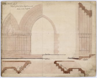 Drawing showing design for West doorway and arcade, St James Episcopal Church, Edinburgh. 
