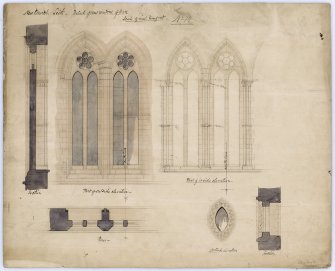 Drawing showing details of West windows of nave, St James Episcopal Church, Edinburgh. 
