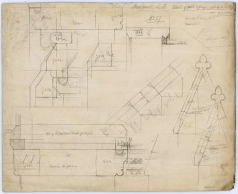 Drawing showing details of gable copings and buttress, St James Episcopal Church, Edinburgh.
