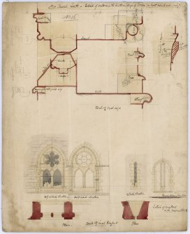 Drawing showing details of windows in tower, St James Episcopal Church, Edinburgh.
