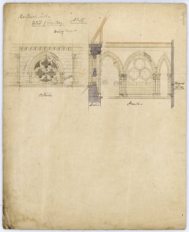 Drawing showing details of clerestory, St James Episcopal Church, Edinburgh.