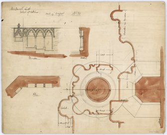 Drawing showing details of sedilia, St James Episcopal Church, Edinburgh.
