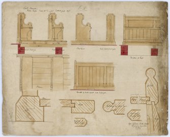 Drawing showing design for nave seats, St James Episcopal Church, Edinburgh.