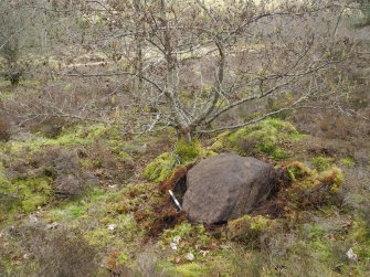 Digital photograph of panel in context with scale, from Scotland's Rock Art Project, Strath Sgitheach Cnoc A' Mhuilinn 4, Highland