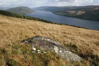 Digital photograph of panel to east, from Scotland's Rock Art Project, Cloanlawers 1, Loch Tay, Perth and Kinross