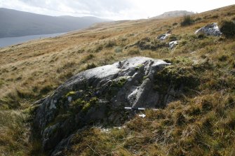 Digital photograph of panel to west, from Scotland's Rock Art Project, Cloanlawers 1, Loch Tay, Perth and Kinross