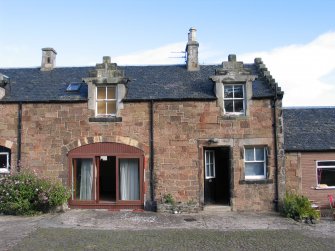 Historic building survey, Main facade and gate piers, Building A, E end detail, Marine Hotel, 18 Cromwell Road, North Berwick, East Lothian