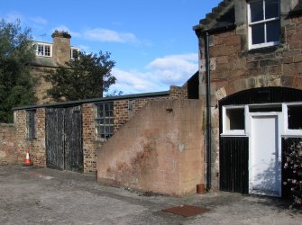 Historic building survey, Single storey brick garage to W of Building A, Marine Hotel, 18 Cromwell Road, North Berwick, East Lothian