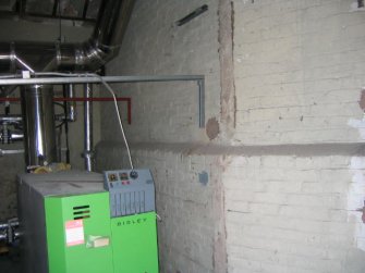 Historic building survey, Building C - 'kink' in brick partition wall, Marine Hotel, 18 Cromwell Road, North Berwick, East Lothian
