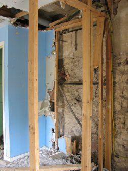 Historic building survey addendum, Building B, E interior wall-face with plasterboard removed, Marine Hotel, 18 Cromwell Road, North Berwick, East Lothian