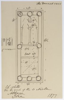 Sketch of West Highland graveslab in E end of S aisle, Iona Abbey.  

