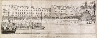 Drawing of Harbour, The Shore, Leith.
Titled: 'The Landing of King George IV at Leith: 15th August 1822'.