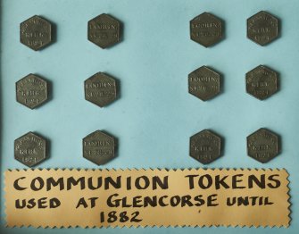 View of communion tokens used at Glencorse Church until 1882