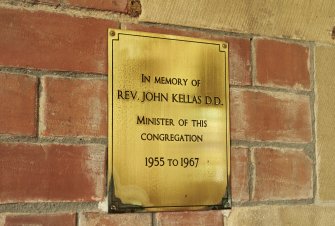 View of brass plaque to the memory of Rev John Kellas DD 