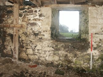 Historic building survey, Building B Room 3 Byre, N interior elevation (left), Kelton Mill Kennels, Threave Estate, Dumfries and Galloway