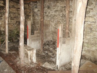 Historic building survey, Building A Room 1 Byre, General view of stalls A-C, Kelton Mill Kennels, Threave Estate, Dumfries and Galloway
