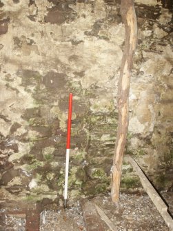 Historic building survey, Building A Room 1 Byre, S interior elevation, Detail of blocked hole, Kelton Mill Kennels, Threave Estate, Dumfries and Galloway