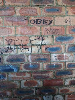 An example of modern graffiti inside the building.