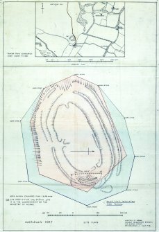 Colour photocopy of Ministry of Works plan of the fort and souterrain at Castlelaw, Midlothian