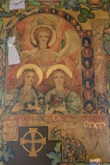 Mortuary Chapel South wall Detail of Phoebe Traquair mural depicting the Three Divine Powers 