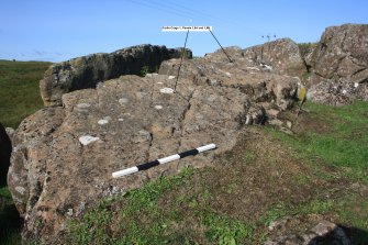 Digital photograph of panel to west, from Scotland's Rock Art Project, Carlin Crags 1, East Renfrewshire