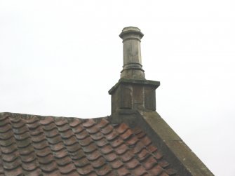 Historic building survey, W facing side of tile roof of apartments M and N with chimney shown, The Steading, Eastfield Road, Edinburgh