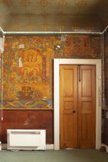 Mortuary Chapel view of South wall Phoebe Traquair mural including the Three Divine Powers  