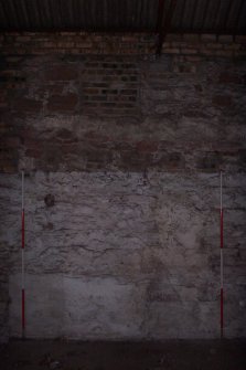 Historic building survey, Internal elevation, NE wall, measured photos 2/5, Co-op Building, West Barns, Dunbar, East Lothian