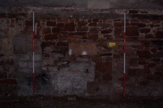 Historic building survey, Internal elevation, SE wall, measured photos, to 2 m, 2/3, Co-op Building, West Barns, Dunbar, East Lothian
