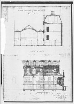 University of Edinburgh, George Square, Department of Psychology, George Watson College for Ladies. Proposed additions, sections on lines AB & CD.