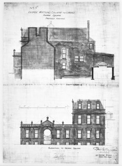 University of Edinburgh, George Square, Department of Psychology, George Watson College for Ladies. Elevation to George Street and East elevation.