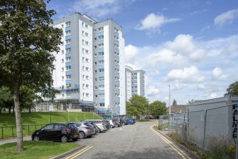 Stewart Park Court. General view from south with Hilton Court in background.